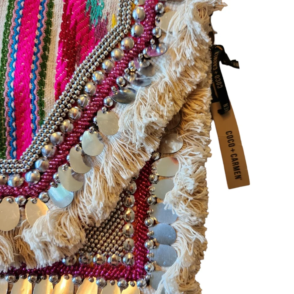 COCO & CARMEN- Sasha Fringe Clutch/Crossbody - Pink Beaded - Picture 7 of 8